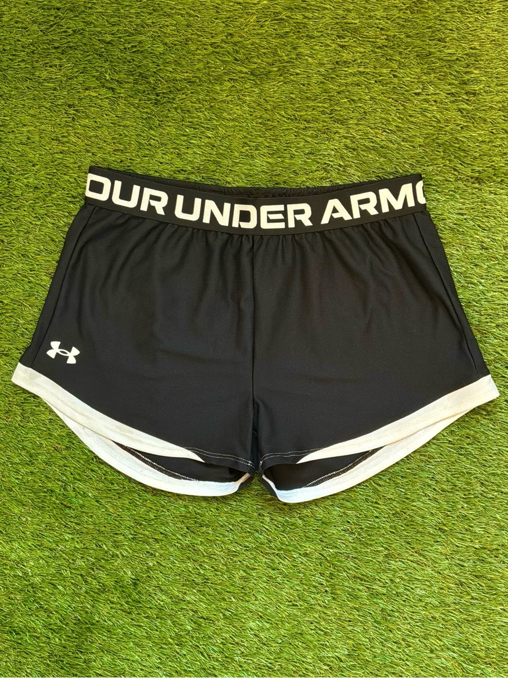 Under Armour Athletic Shorts Black White Youth Large